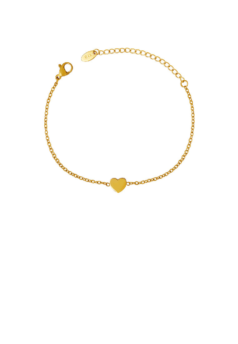 Simple Fashion Plated Gold 316L Stainless Steel Heart Bracelet