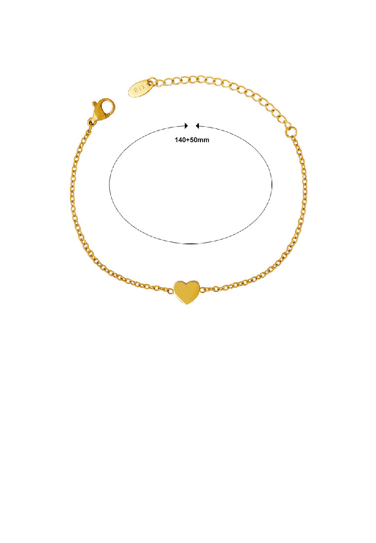 Simple Fashion Plated Gold 316L Stainless Steel Heart Bracelet