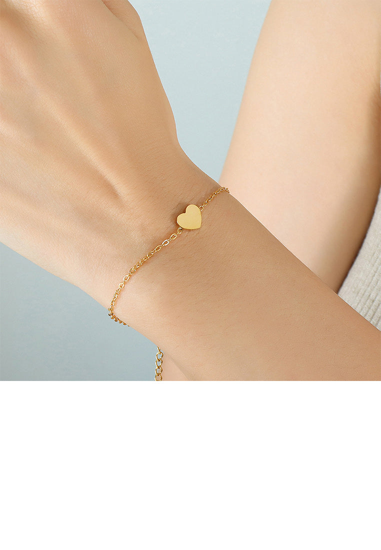 Simple Fashion Plated Gold 316L Stainless Steel Heart Bracelet