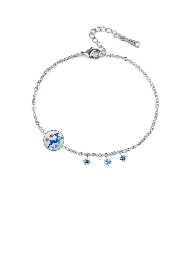 Fashion Snowflake Elk Round Bracelet with Blue Austrian Element Crystal