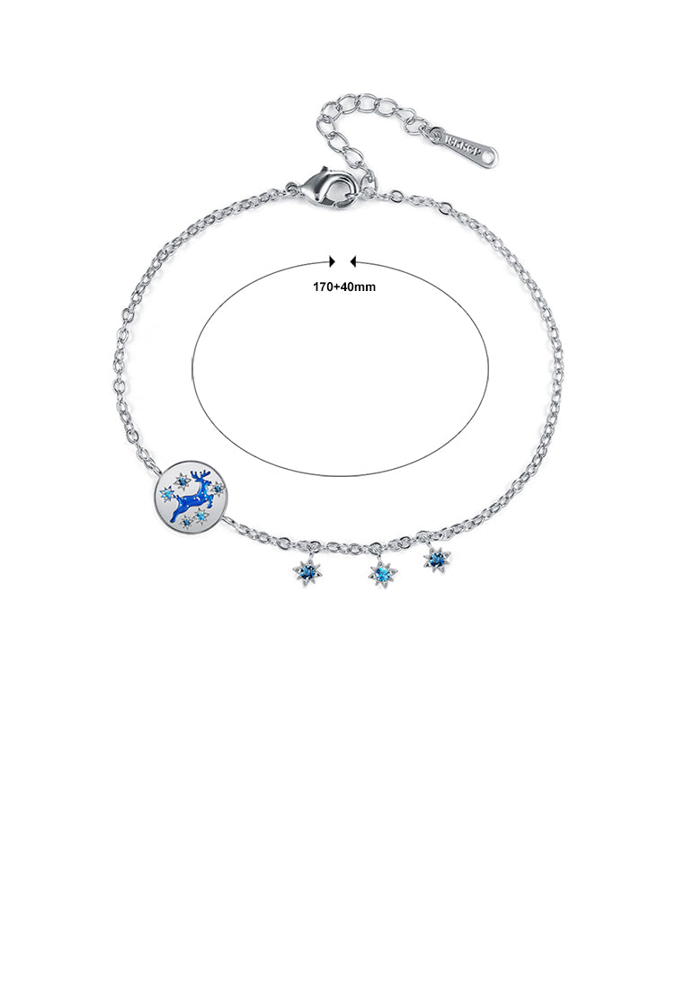 Fashion Snowflake Elk Round Bracelet with Blue Austrian Element Crystal