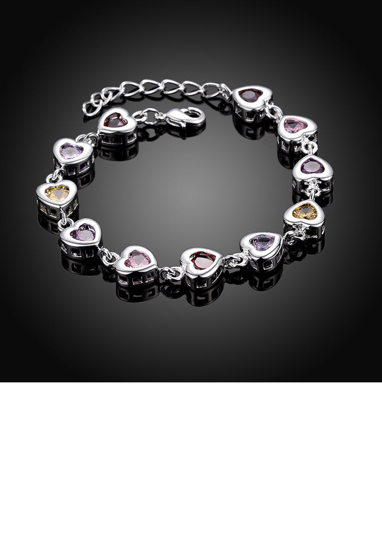 Sweet Heart Bracelet with Colorful Cubic Zircon