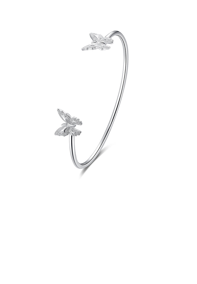 Elegant Double Butterfly Open Bangle