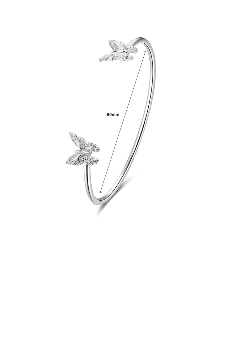 Elegant Double Butterfly Open Bangle