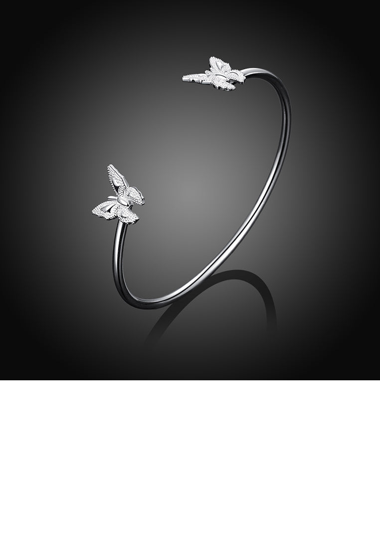 Elegant Double Butterfly Open Bangle