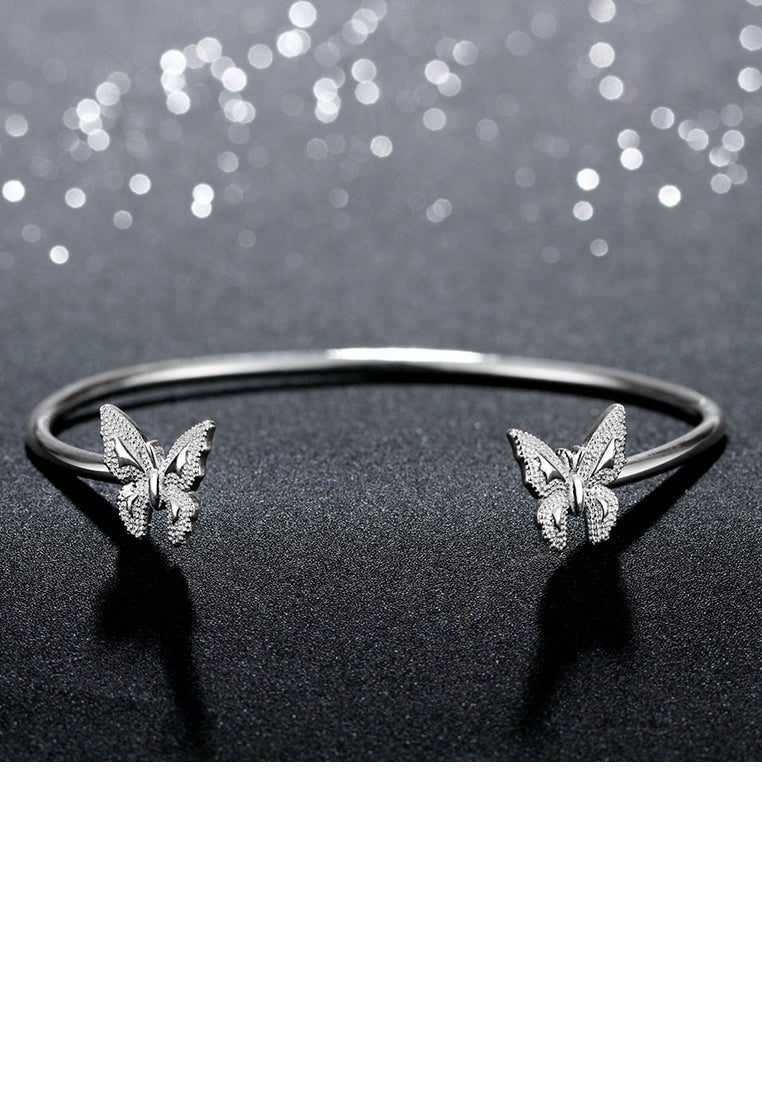 Elegant Double Butterfly Open Bangle