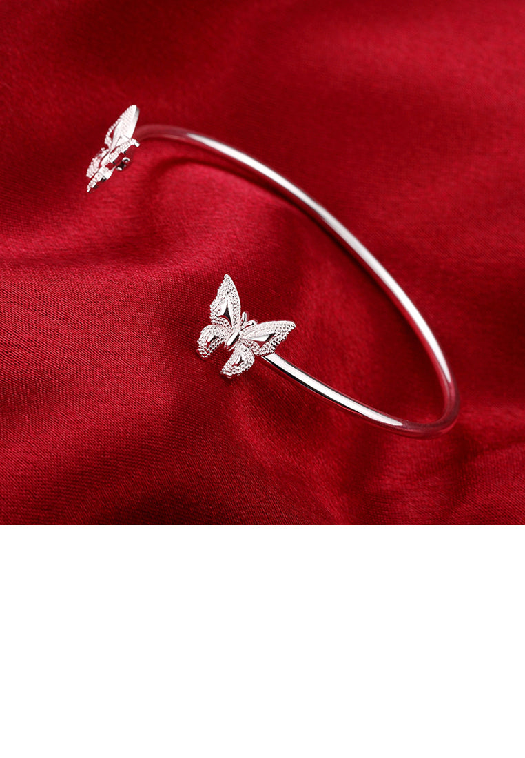 Elegant Double Butterfly Open Bangle