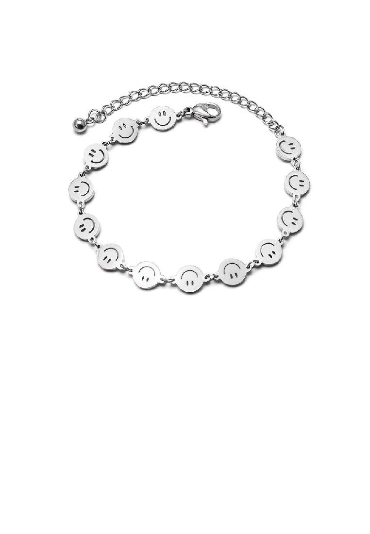 Simple Cute 316L Stainless Steel Smiley Geometric Bracelet