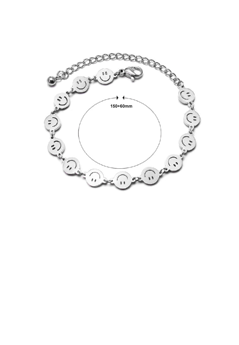 Simple Cute 316L Stainless Steel Smiley Geometric Bracelet