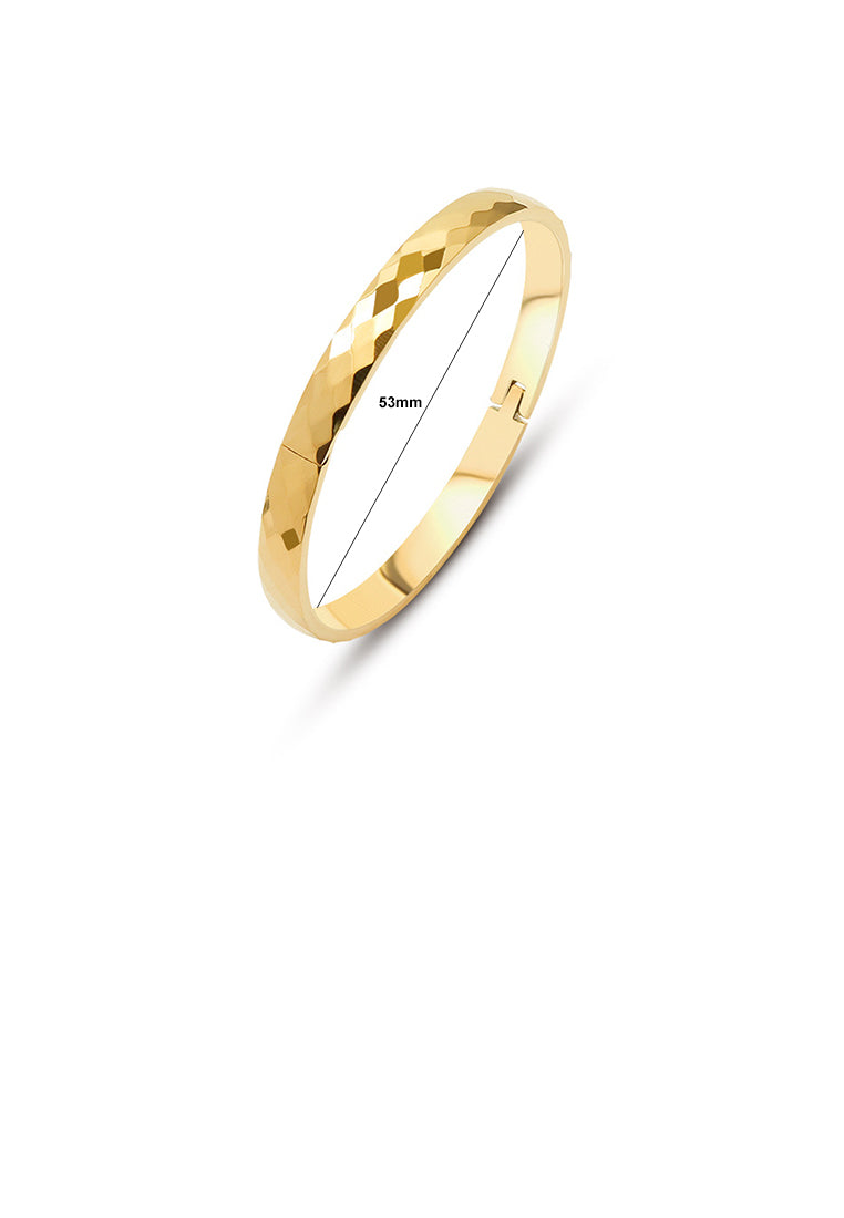 Fashion Temperament Plated Gold 316L Stainless Steel Argyle Pattern Geometric Bangle