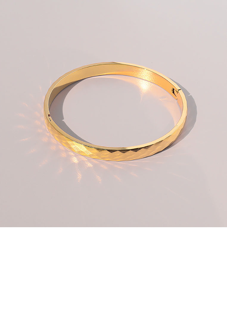 Fashion Temperament Plated Gold 316L Stainless Steel Argyle Pattern Geometric Bangle