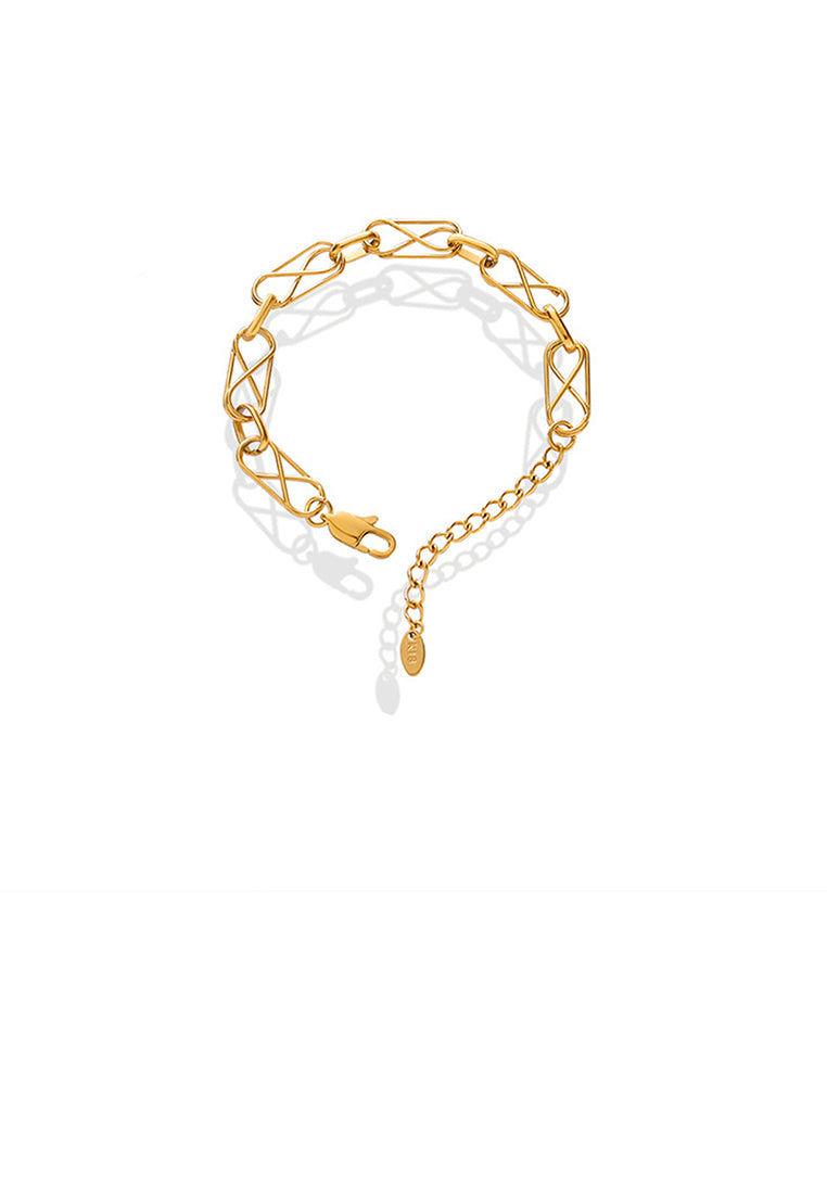 Simple Personality Plated Gold 316L Stainless Steel Hollow Cross Geometric Bracelet