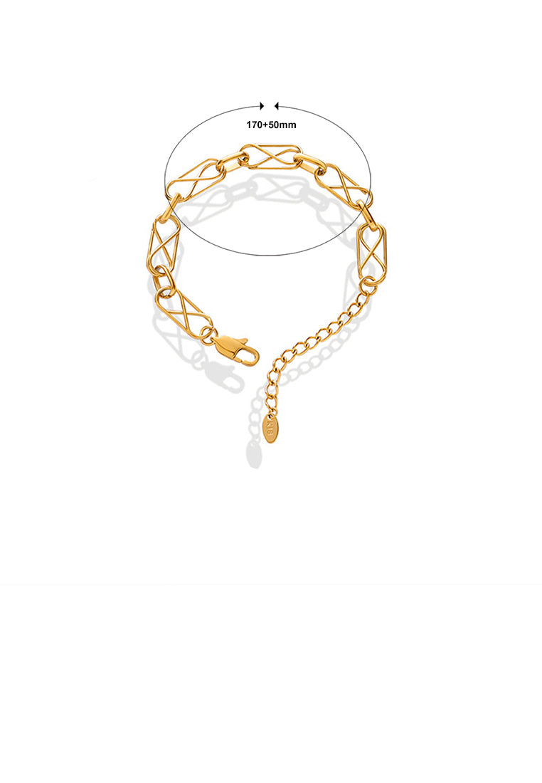Simple Personality Plated Gold 316L Stainless Steel Hollow Cross Geometric Bracelet