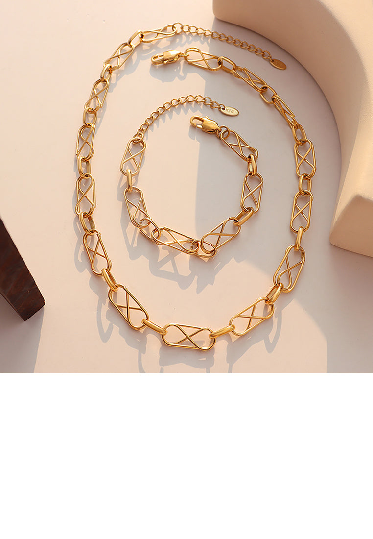 Simple Personality Plated Gold 316L Stainless Steel Hollow Cross Geometric Bracelet