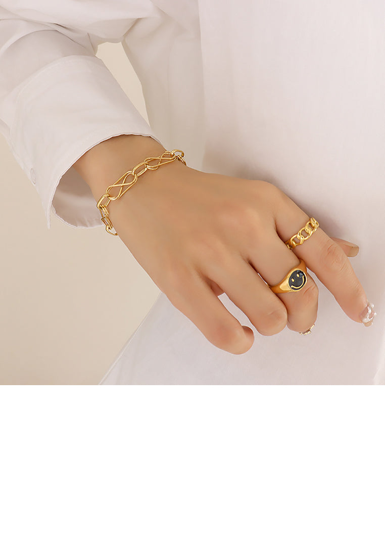 Simple Personality Plated Gold 316L Stainless Steel Hollow Cross Geometric Bracelet