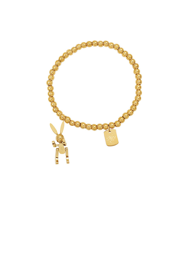 Simple Personality Plated Gold 316L Stainless Steel Mechanical Rabbit Square Bracelet