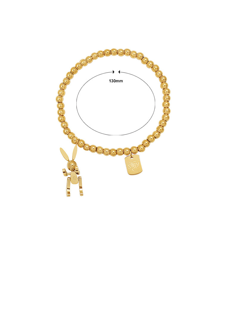 Simple Personality Plated Gold 316L Stainless Steel Mechanical Rabbit Square Bracelet