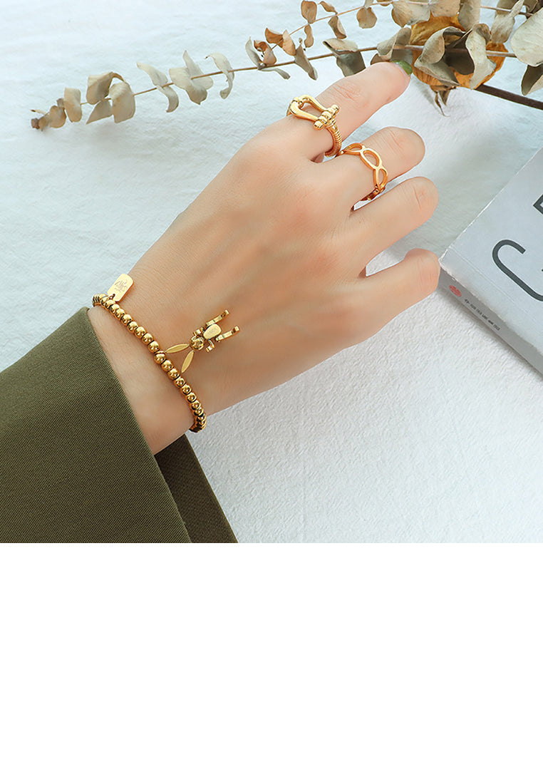 Simple Personality Plated Gold 316L Stainless Steel Mechanical Rabbit Square Bracelet