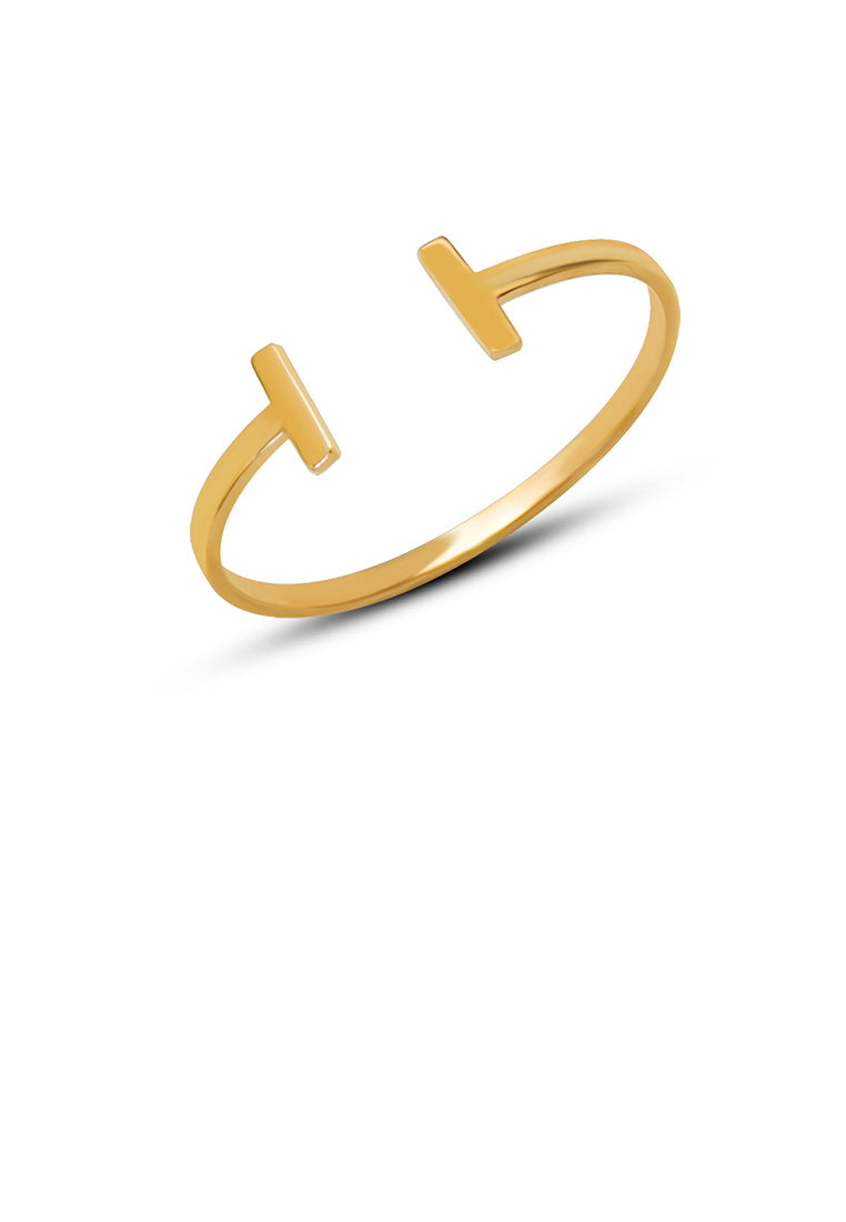 Fashion Simple Plated Gold 316L Stainless Steel T Shape Geometric Open Bangle
