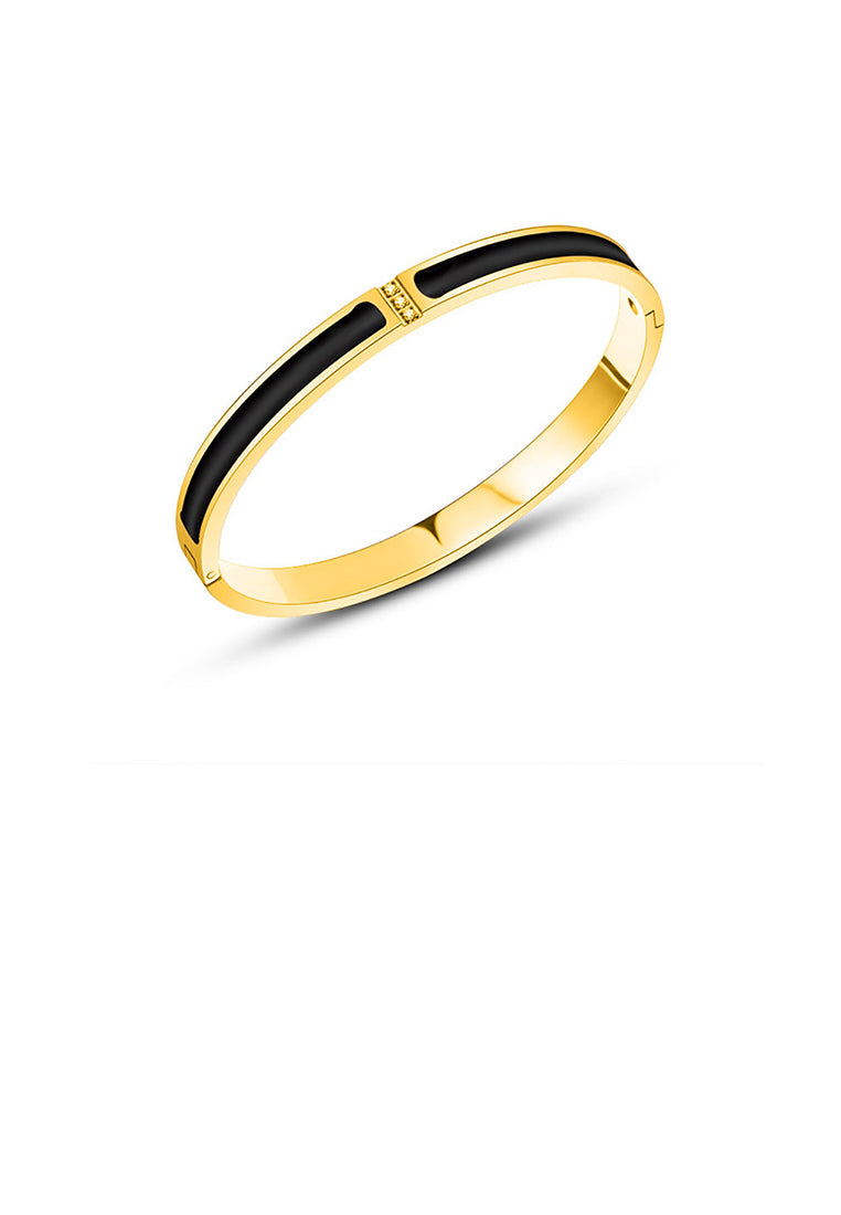 Fashion Personality Plated Gold 316L Stainless Steel Geometric Bracelet with Cubic Zirconia - Luxurious Look