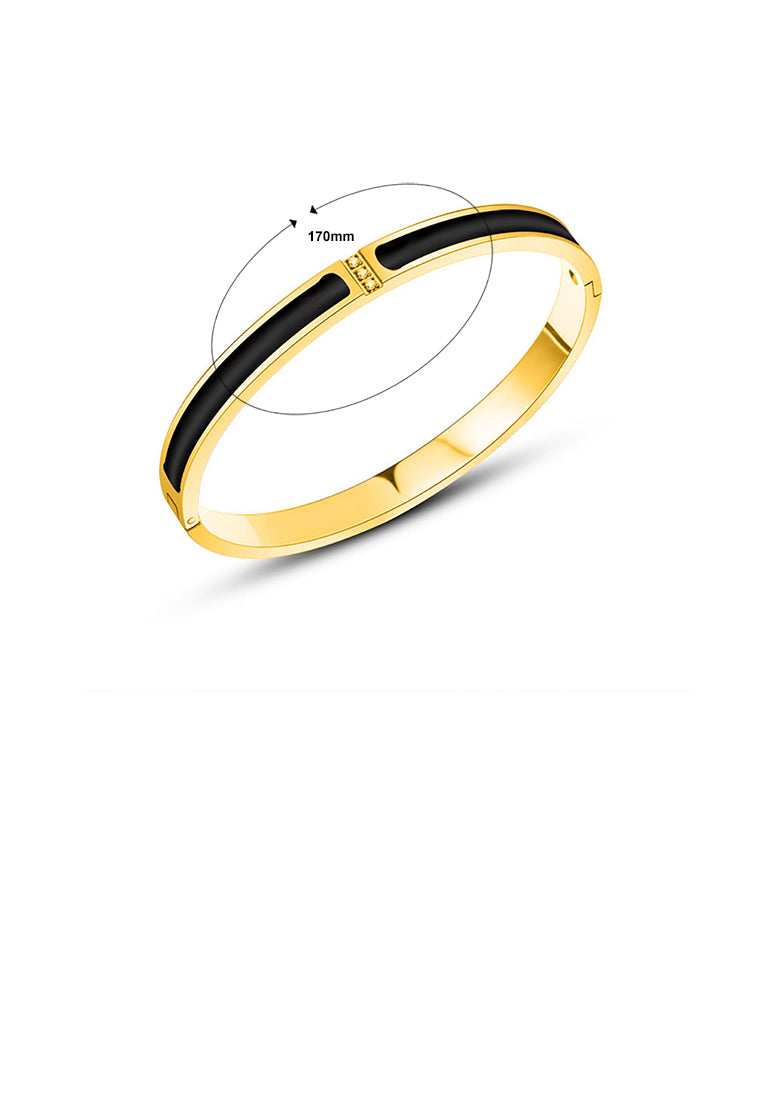 Fashion Personality Plated Gold 316L Stainless Steel Geometric Bracelet with Cubic Zirconia - Luxurious Look