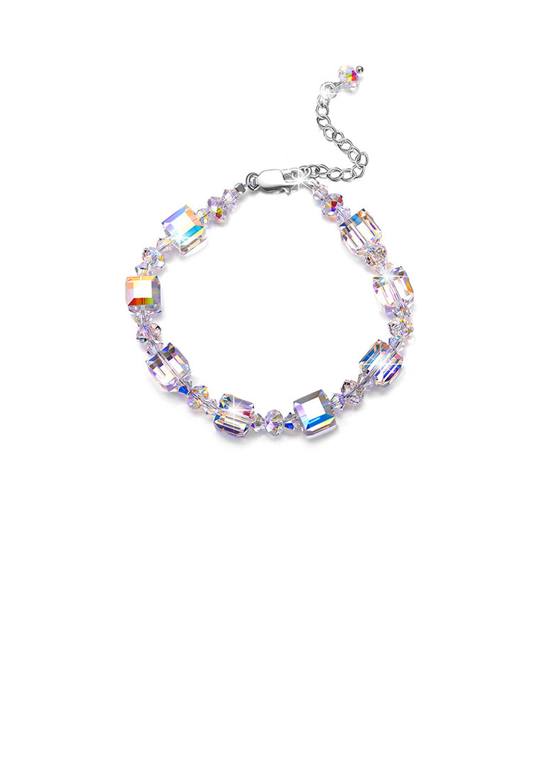 925 Sterling Silver Fashion Elegant Geometric Bracelet with Cubic Zirconia - Luxurious Look