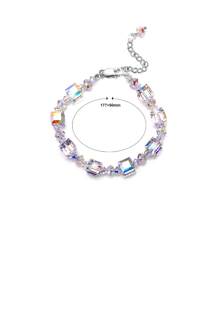 925 Sterling Silver Fashion Elegant Geometric Bracelet with Cubic Zirconia - Luxurious Look