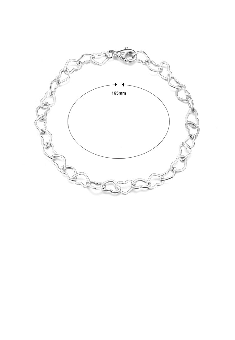 925 Sterling Silver Fashion Simple Hollow Heart Chain Bracelet