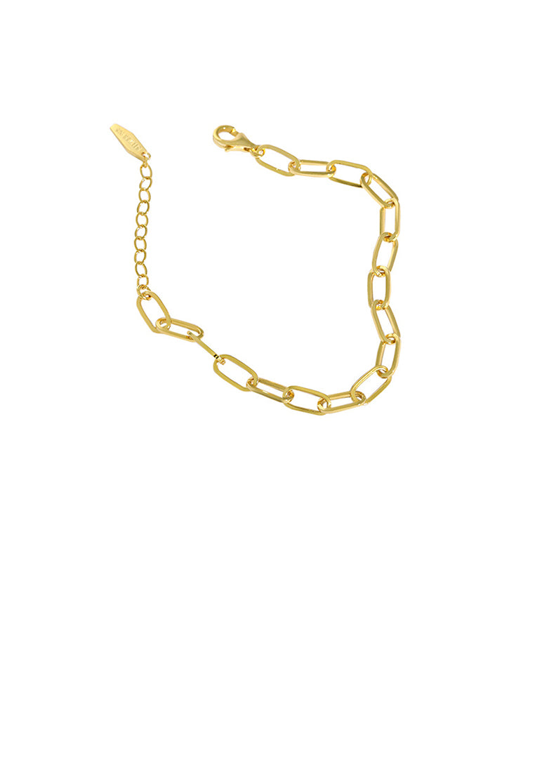 925 Sterling Silver Plated Gold Simple Fashion Geometric Chain Bracelet
