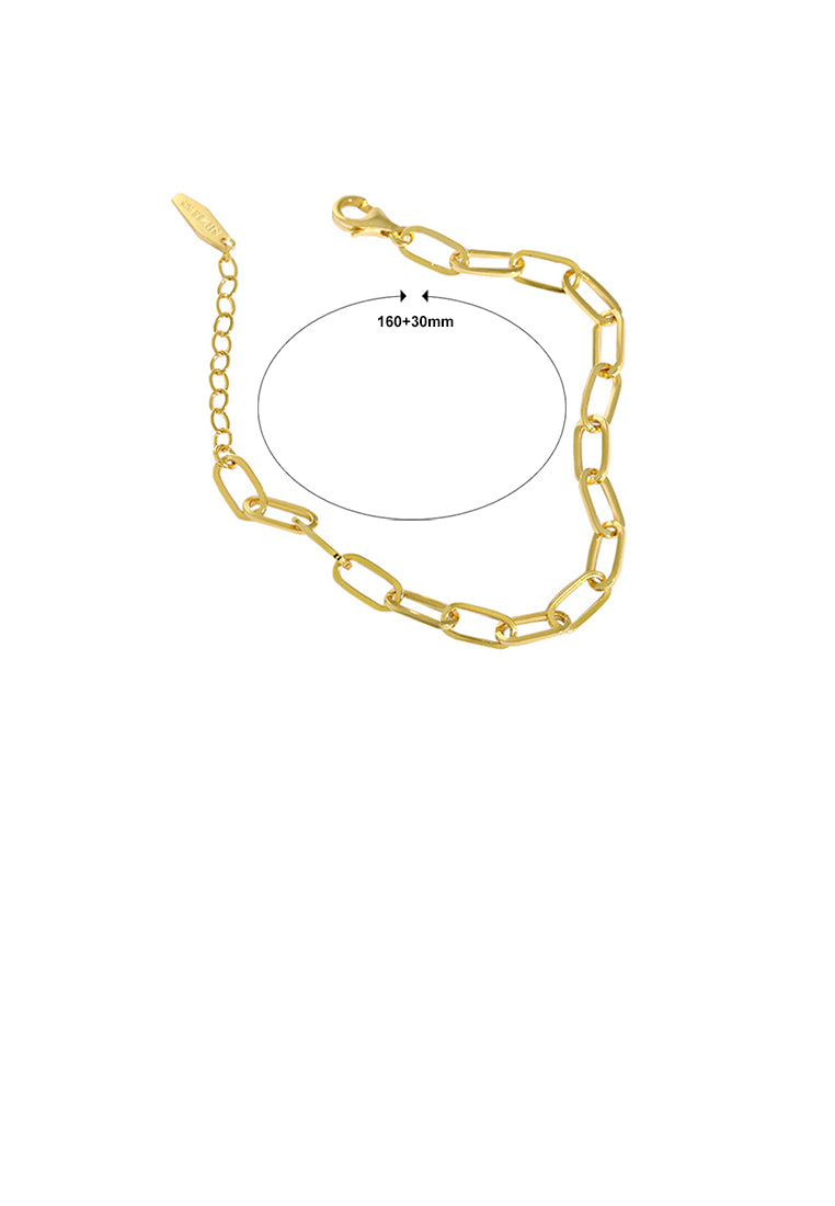 925 Sterling Silver Plated Gold Simple Fashion Geometric Chain Bracelet