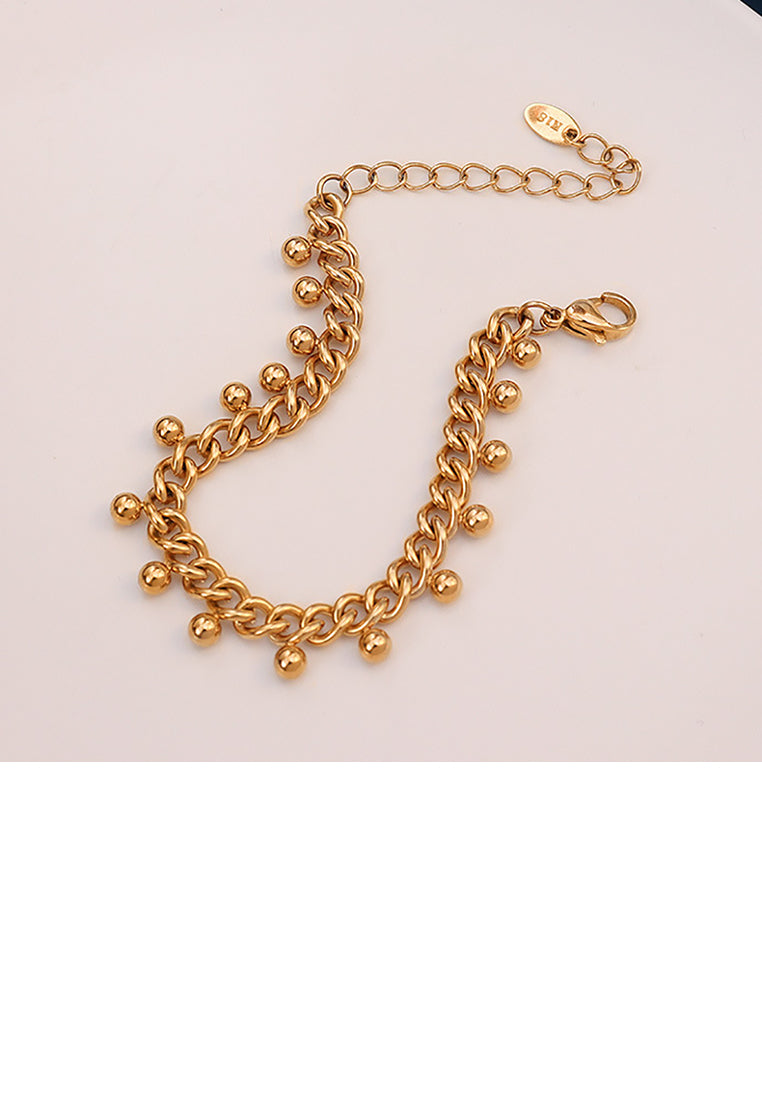 Simple Personality Plated Gold 316L Stainless Steel Ball Chain Bracelet