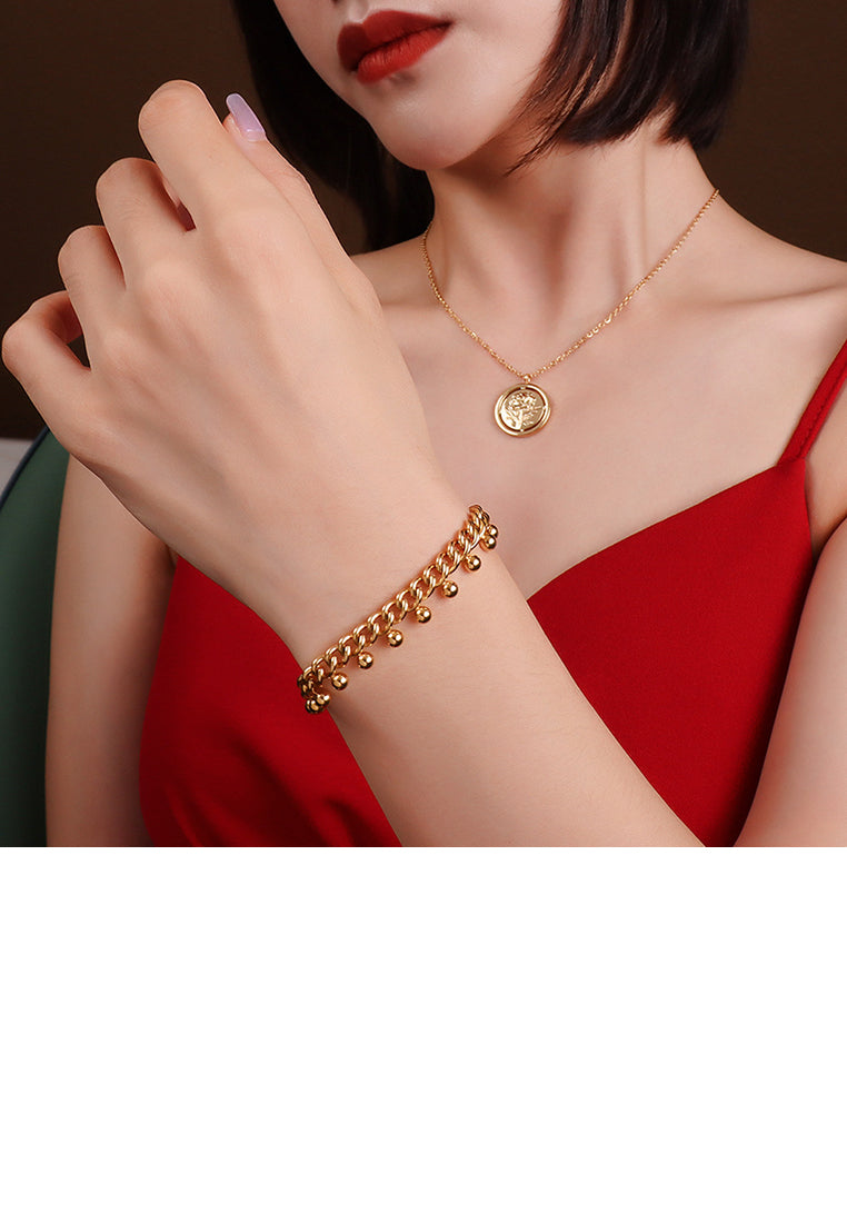 Simple Personality Plated Gold 316L Stainless Steel Ball Chain Bracelet
