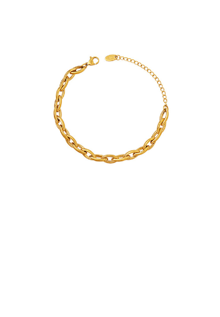 Personalized Hip Hop Plated Gold 316L Stainless Steel Hollow Geometric Chain Bracelet
