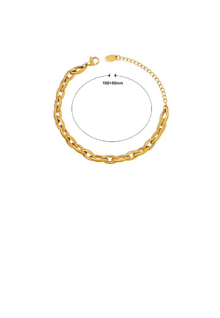 Personalized Hip Hop Plated Gold 316L Stainless Steel Hollow Geometric Chain Bracelet