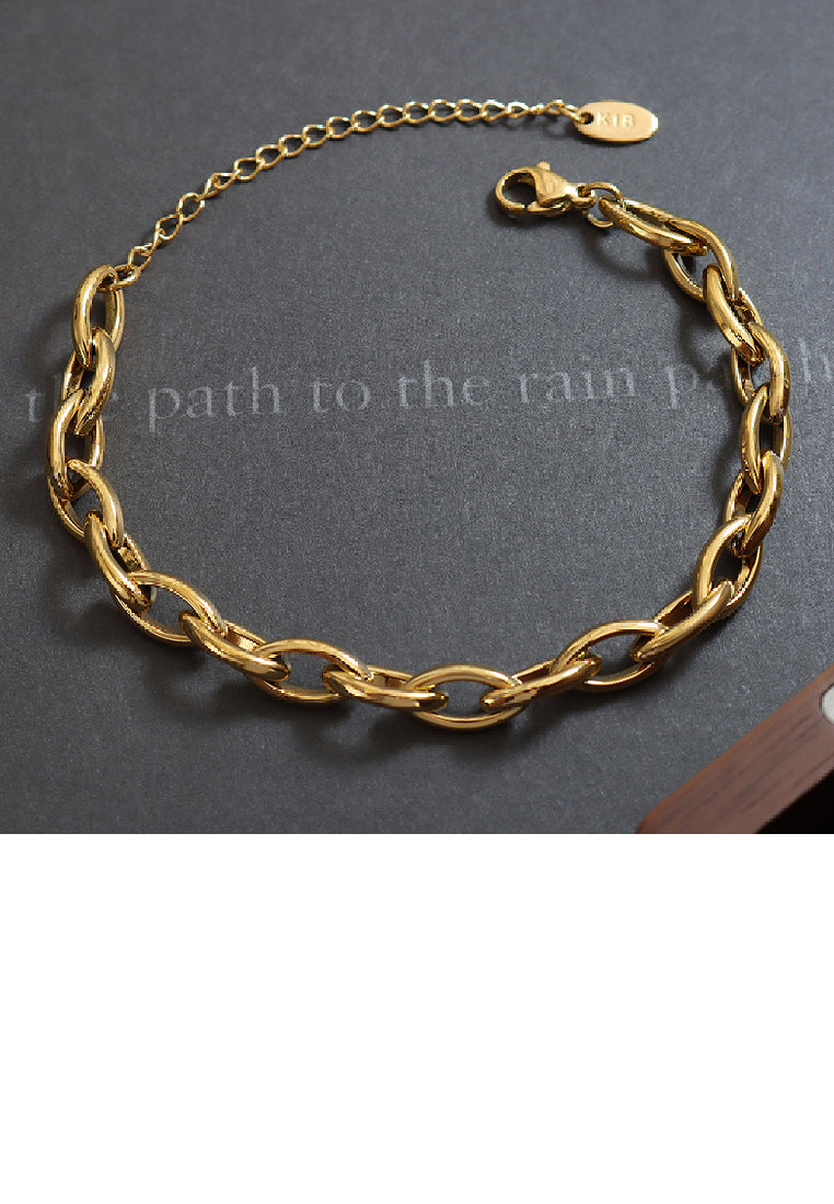 Personalized Hip Hop Plated Gold 316L Stainless Steel Hollow Geometric Chain Bracelet