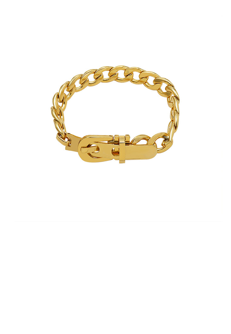 Fashion Personality Plated Gold 316L Stainless Steel Chain Strap Buckle Bracelet