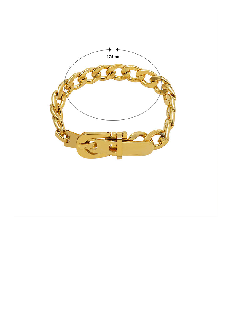 Fashion Personality Plated Gold 316L Stainless Steel Chain Strap Buckle Bracelet