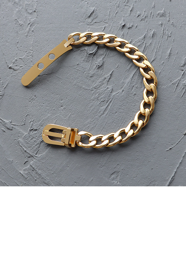 Fashion Personality Plated Gold 316L Stainless Steel Chain Strap Buckle Bracelet