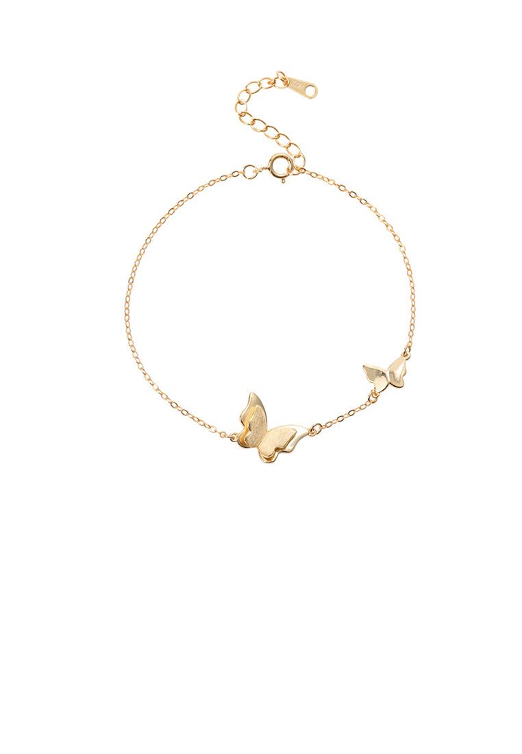 925 Sterling Silver Plated Gold Fashion Elegant Butterfly Bracelet