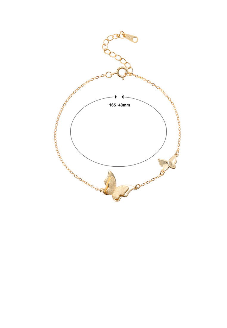 925 Sterling Silver Plated Gold Fashion Elegant Butterfly Bracelet