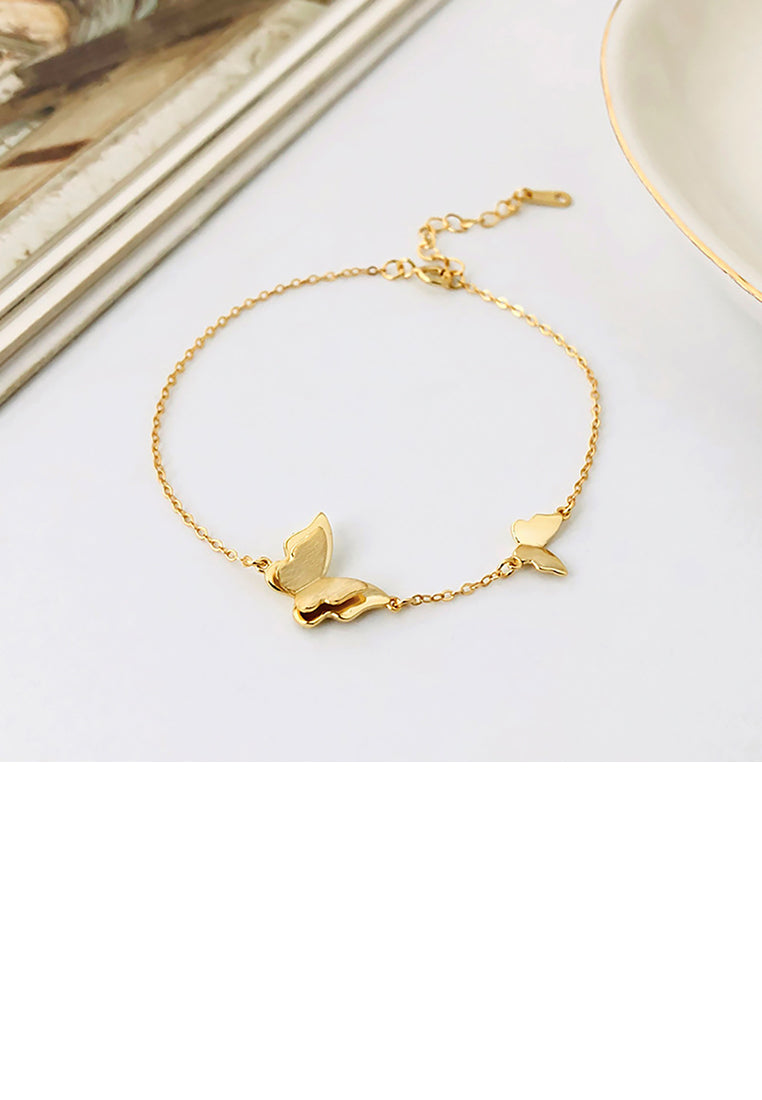 925 Sterling Silver Plated Gold Fashion Elegant Butterfly Bracelet
