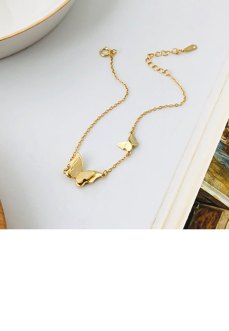 925 Sterling Silver Plated Gold Fashion Elegant Butterfly Bracelet