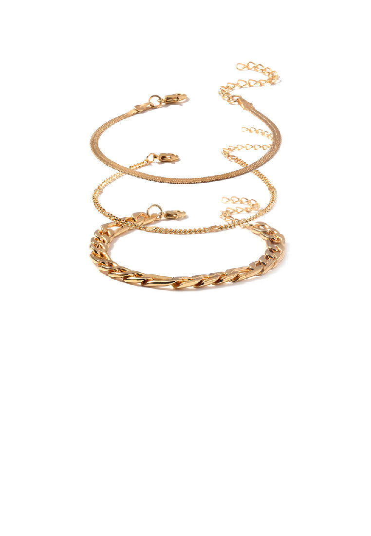 Simple Personality Plated Gold Geometric Chain Multilayer Bracelet