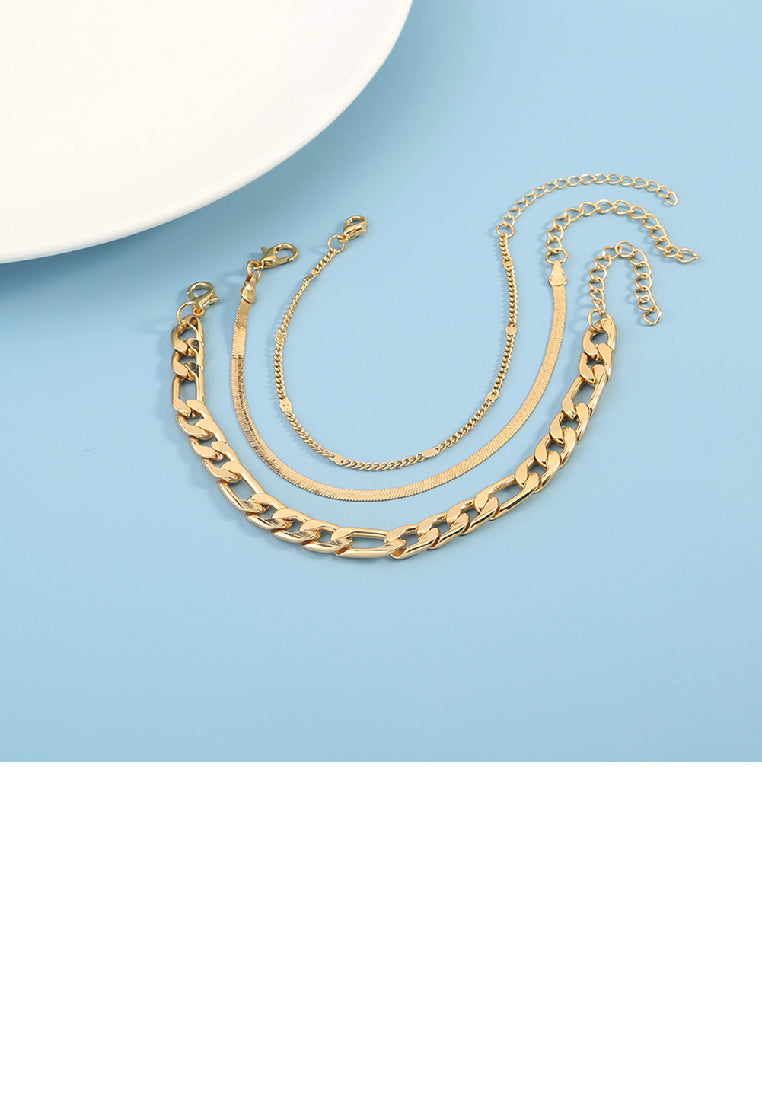 Simple Personality Plated Gold Geometric Chain Multilayer Bracelet