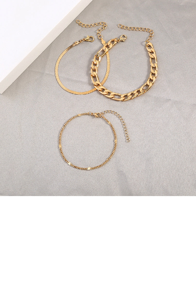 Simple Personality Plated Gold Geometric Chain Multilayer Bracelet
