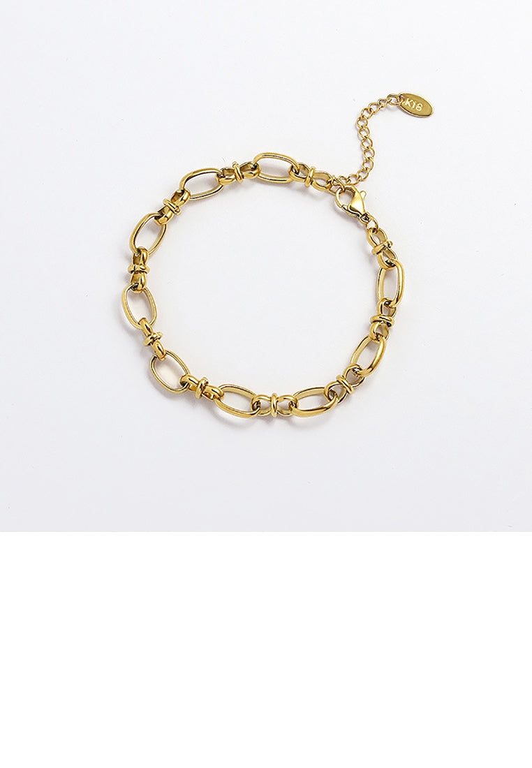 Simple Personality Plated Gold 316L Stainless Steel Chain Geometric Bracelet