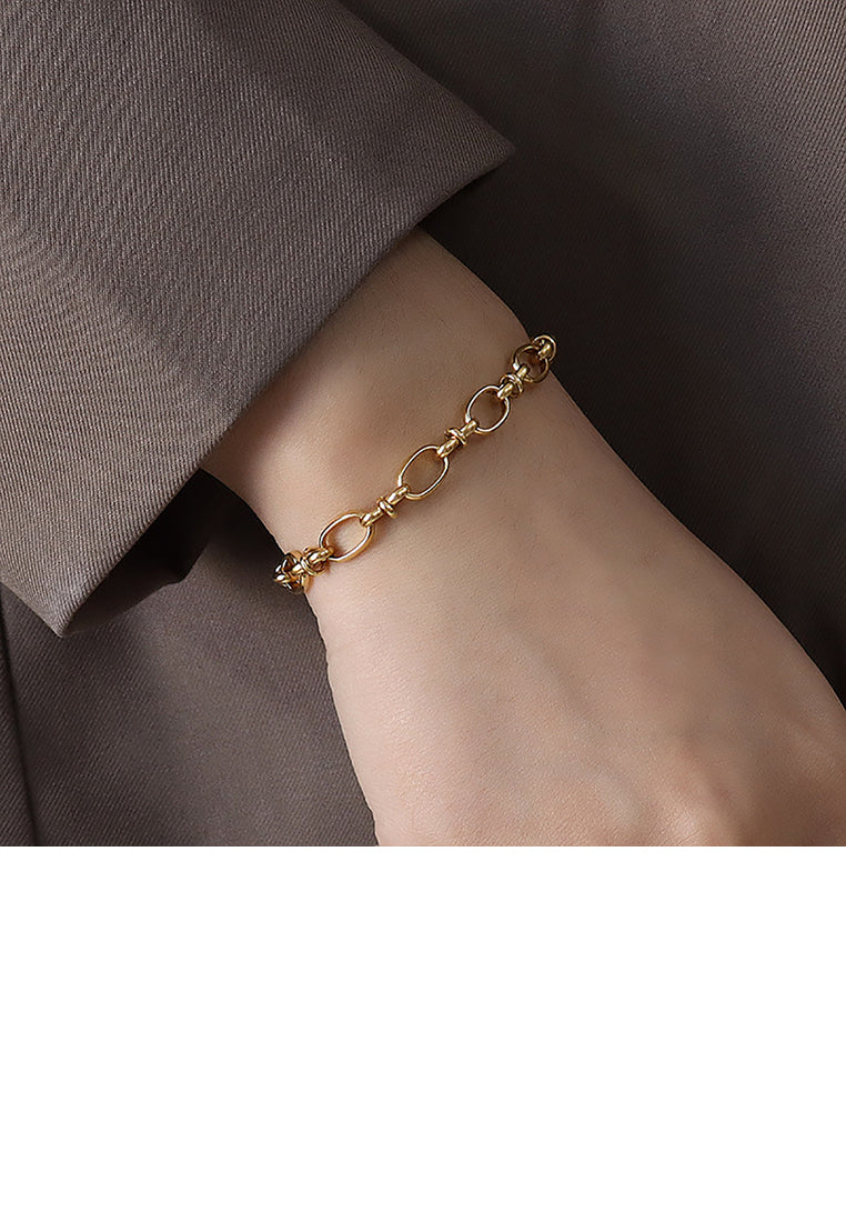 Simple Personality Plated Gold 316L Stainless Steel Chain Geometric Bracelet