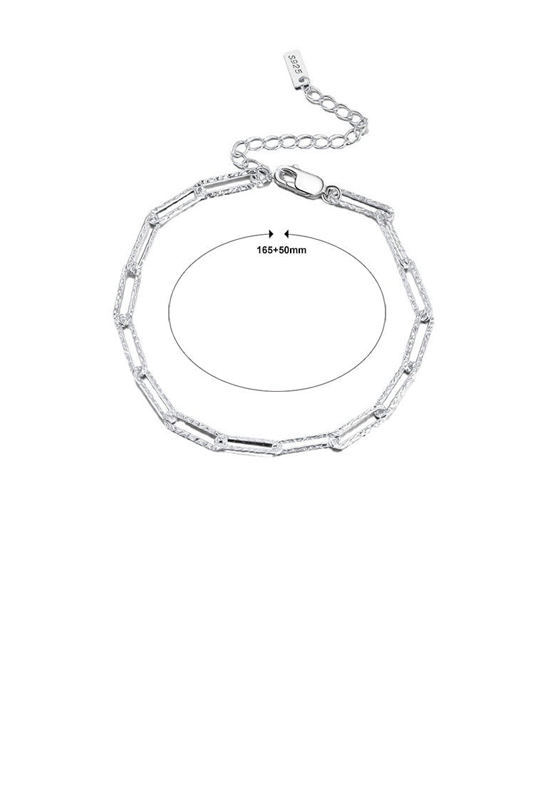 925 Sterling Silver Simple Fashion Pattern Paper Clip Geometric Chain Bracelet