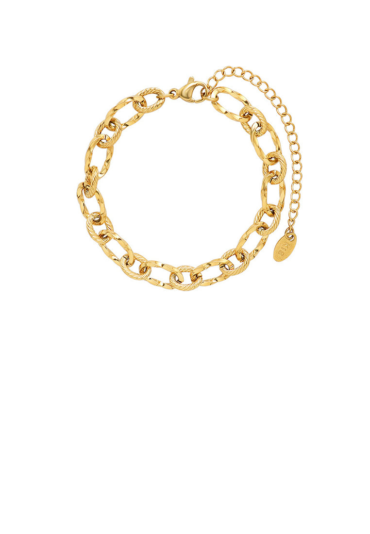 Fashion Personality Plated Gold 316L Stainless Steel Twist Geometric Ring Bracelet