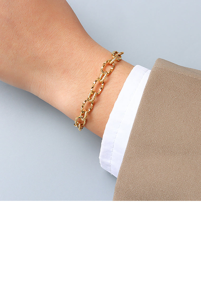 Fashion Personality Plated Gold 316L Stainless Steel Twist Geometric Ring Bracelet